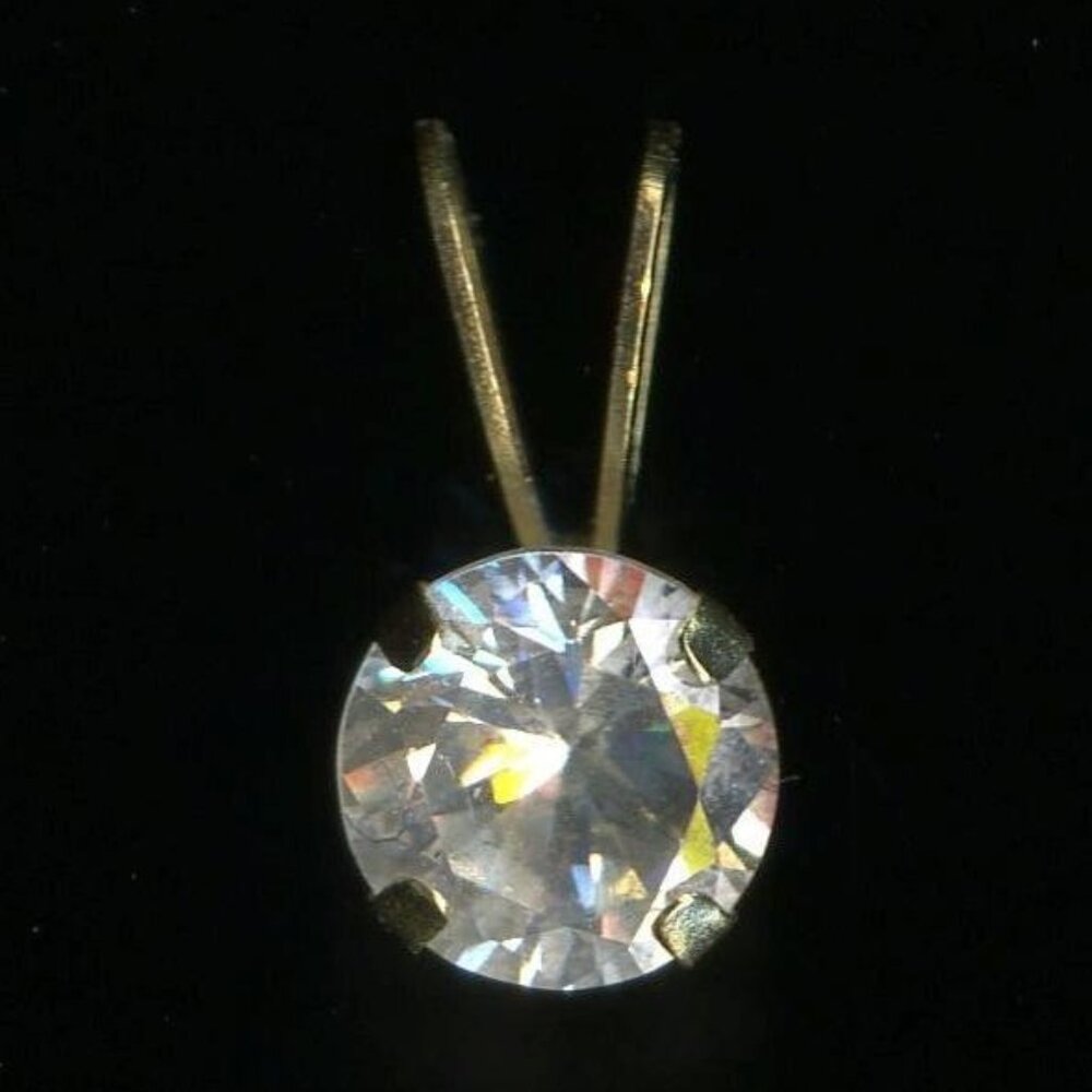 Vintage 14K Solid Yellow Gold Round Cut Solitaire VSI 0.3 ct Diamond Pendant